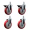 Service Caster 5'' Red Polyurethane Wheel Swivel 3/4'' Square Stem Caster Set 2 Brakes, 4PK SCC-SQ20S514-PPUB-RED-PLB-34-2-S-2 - alternate 1